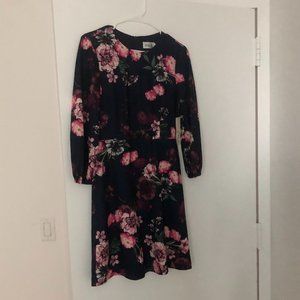 ELIZA J MIDI FLORAL DRESS NAVY BLUE - NEW
